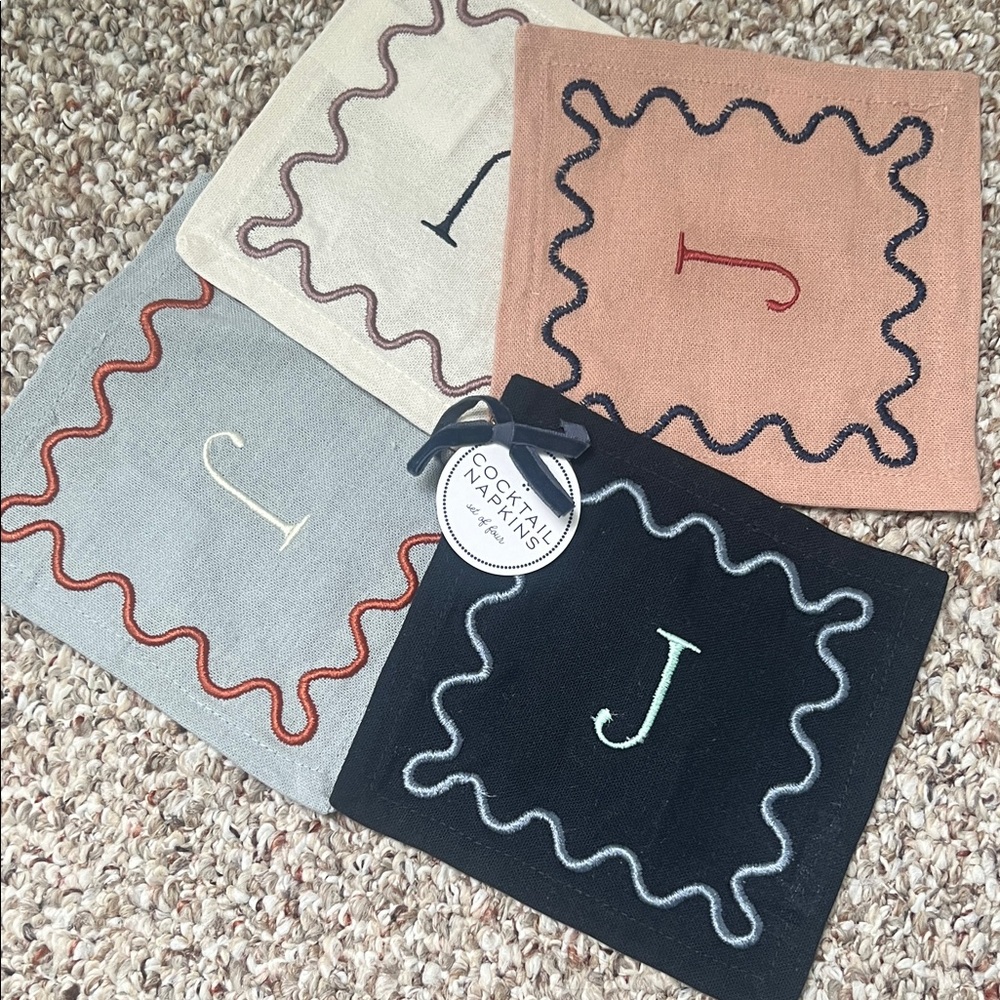 Anthro Monogrammed Cocktail Napkins Set